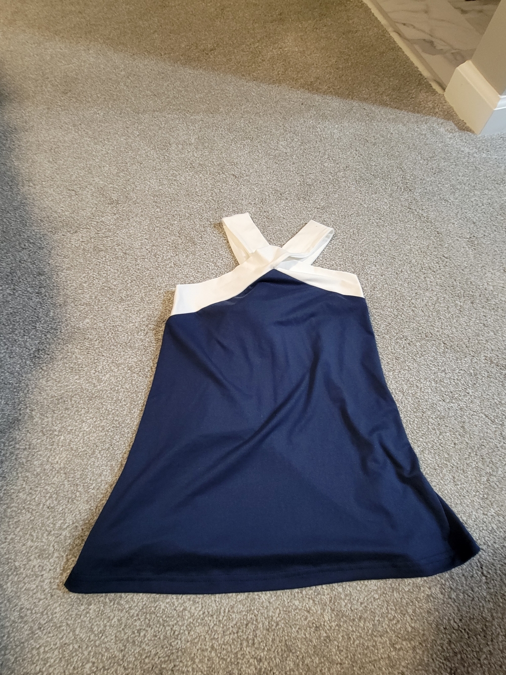 SHEIN Navy Tank with White Cross-Strap Detail